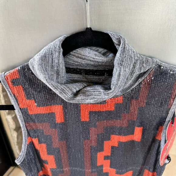 Custo Barcelona Turtleneck Sequin Dress Small Gray Black Orange - Picture 4 of 6